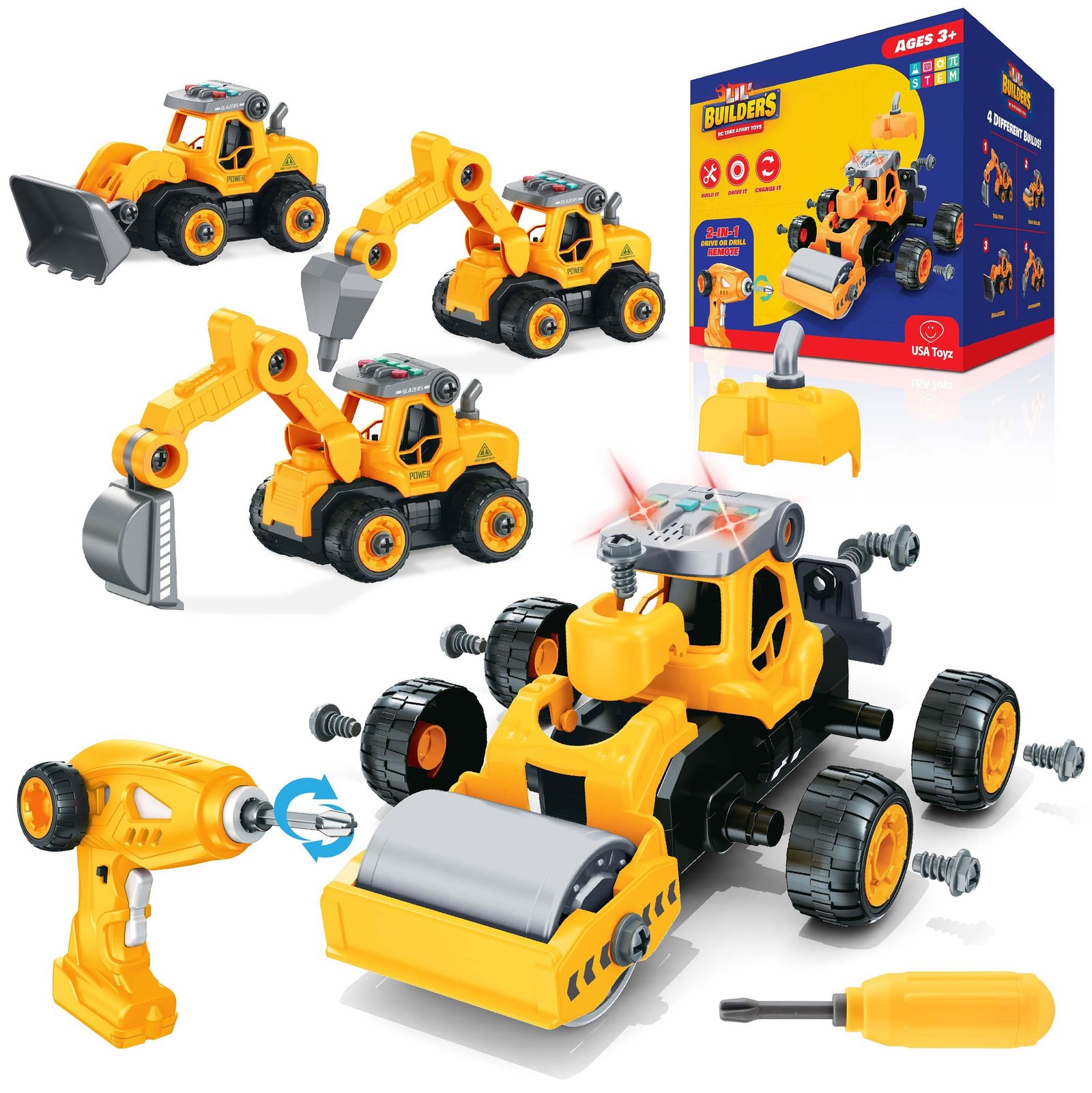 Listing_LilBuilders_Con_ML1 Lil' Builders RC Take Apart Toys - Construction (4-in-1) - Image 1